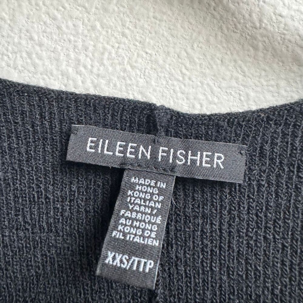 Eileen Fisher Sleeveless Wool Midi Maxi Sweater Dress Black Size XXS Relaxed Fit - Picture 4 of 8